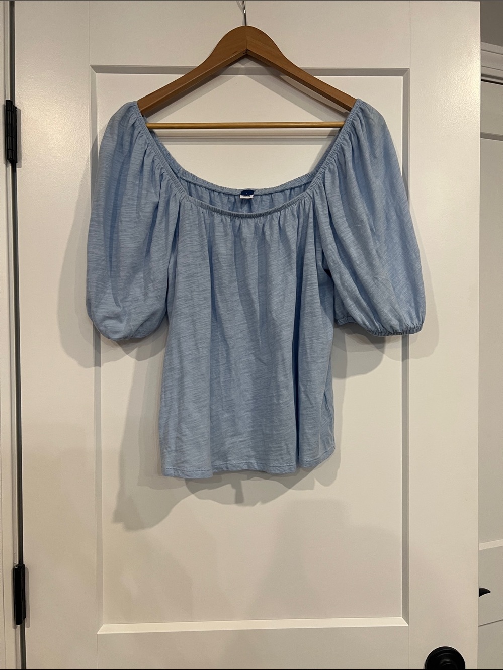 Old Navy Light Blue Off-Shoulder Puff Sleeve Top